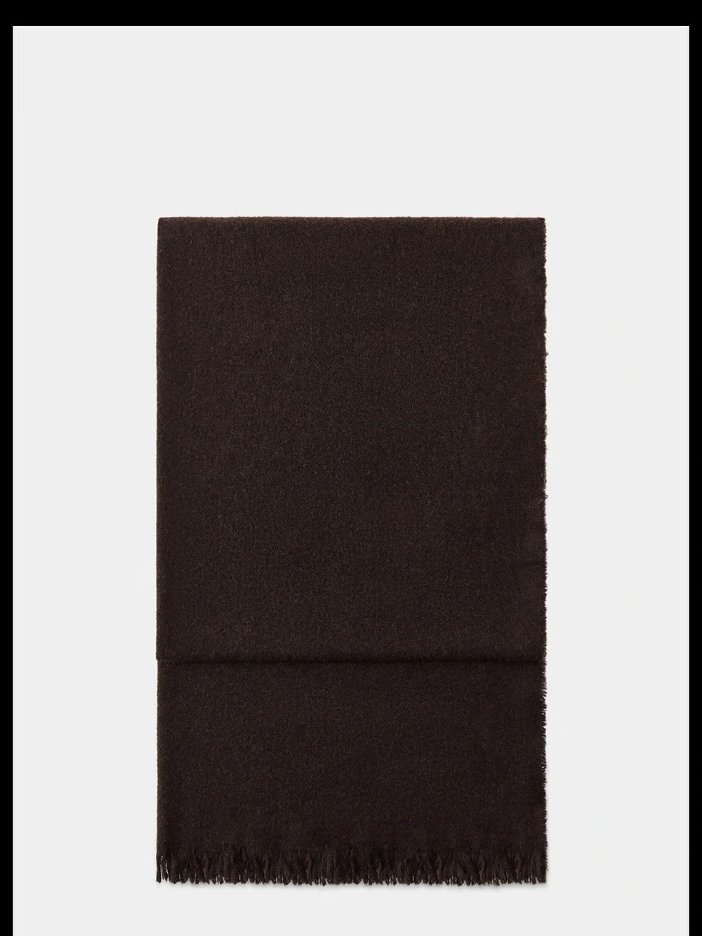 Zara plain wool scarf with frayed hem, 180 x 70 cm, brown